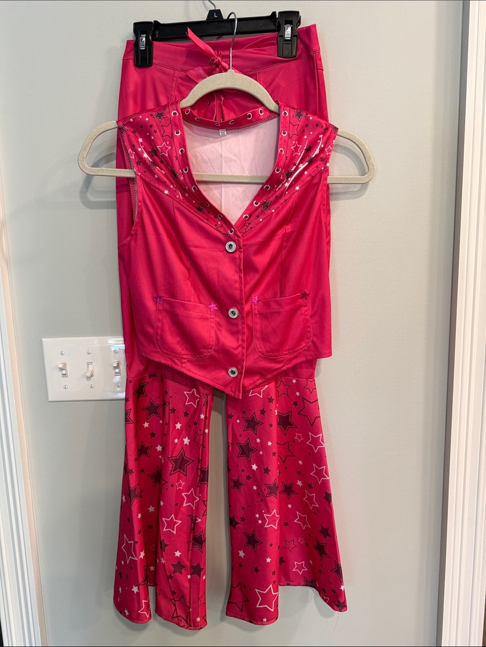 Hot Pink Star-Print Two-Piece cowgirl costume women sz XS